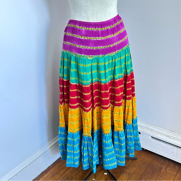 Lauren Ralph Lauren Rainbow Maxi Skirt Boho PS - Picture 1 of 6